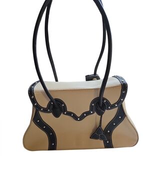 Deborah Lewis Italian Leather Shoulder Bag, Vintage, Contrast Stitch